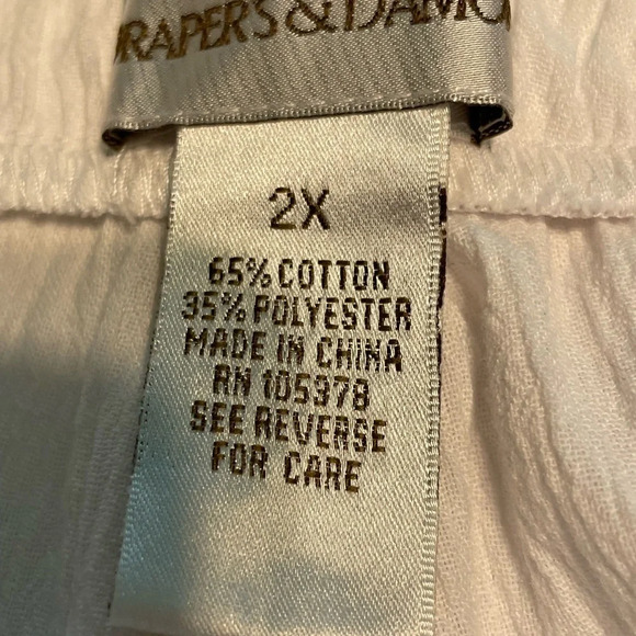 Drapers and Damon White Like Linen Pull On Pants Size 2X - Picture 5 of 5